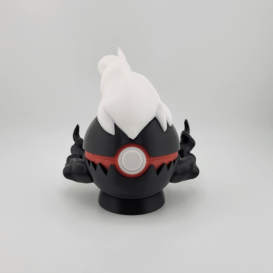 Darkrai Pokeball collectible with sleek, dark design and white accent.