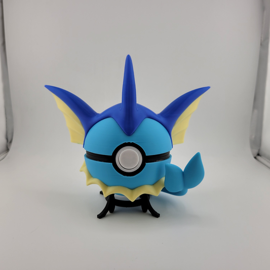 Vaporeon Pokeball toy resembling a water-type Pokémon, ideal for collectors and trainers.
