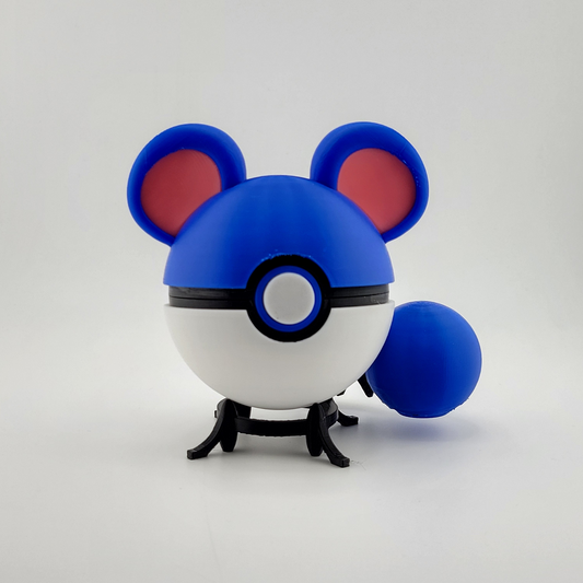 Marill Poké Ball with blue round ears and zigzag tail design.