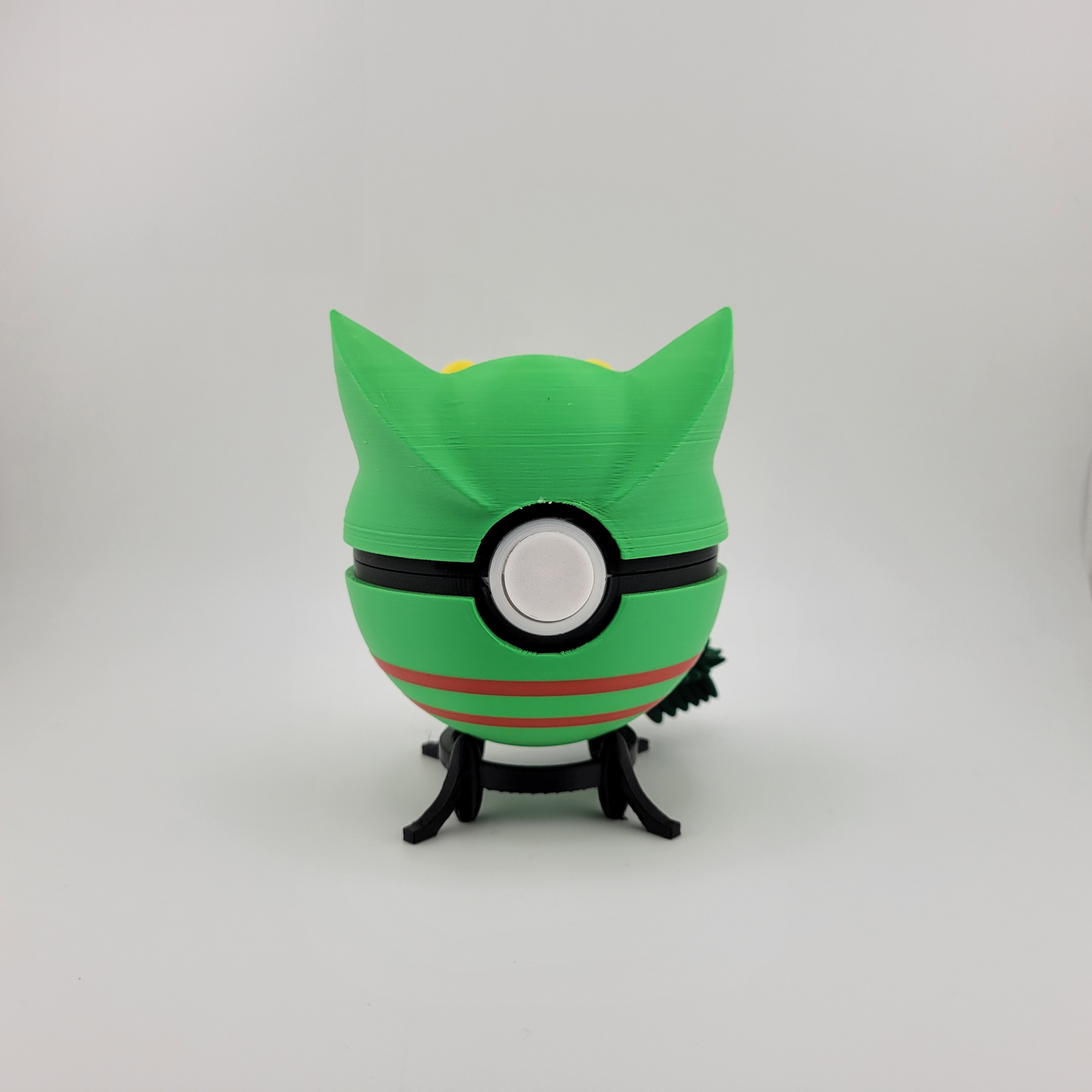 Sceptile Pokeball with grass-type design on a stand, ready for adventure.