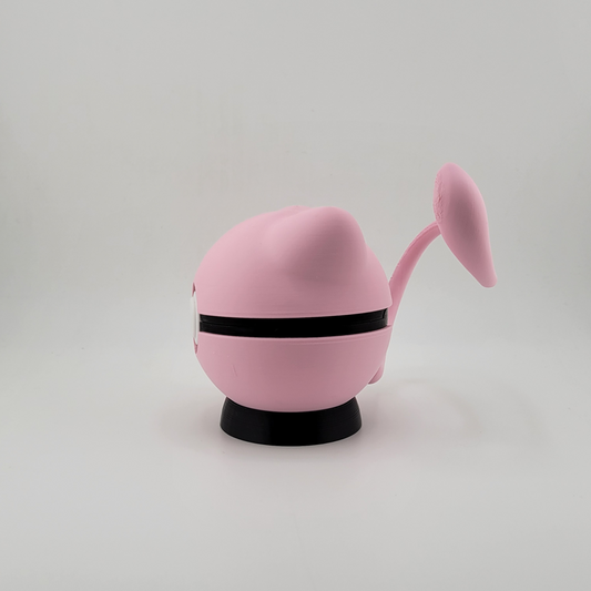 Mew Ball with a soft pink exterior and playful tail, made from durable PLA plastic.