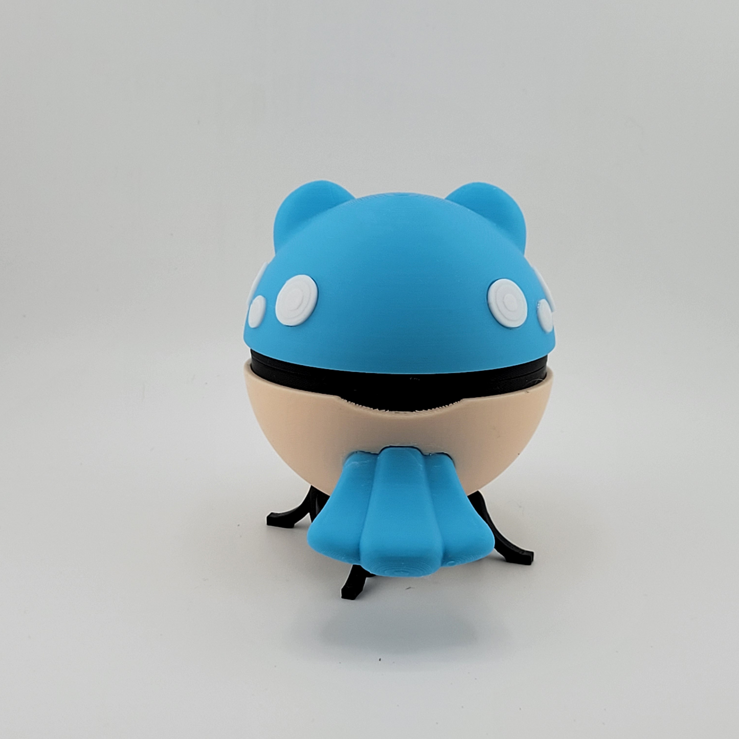 Spheal Pokeball 3D printed toy in blue, showcasing durable PLA plastic design with unique handcrafted details.