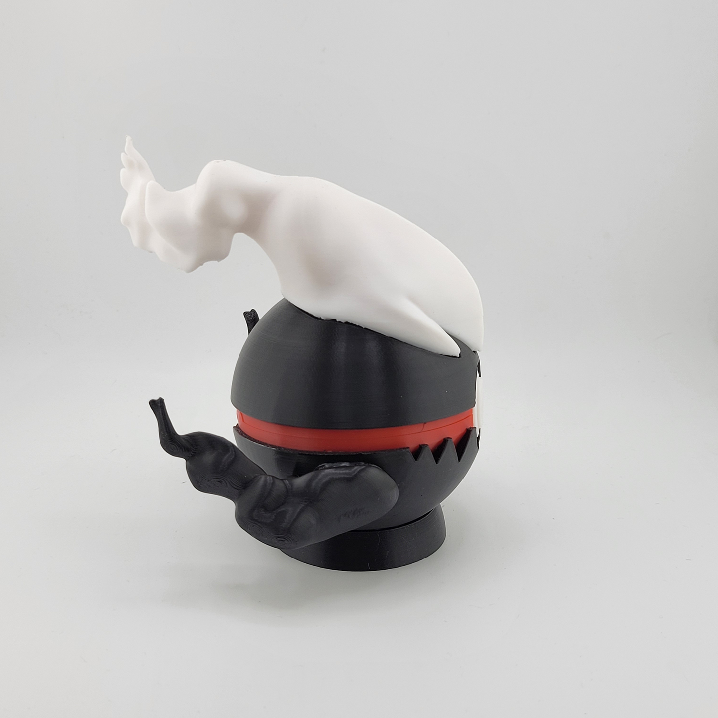 Darkrai themed Pokeball with sleek dark design and white accents, inspired by legendary Pokémon, crafted from PLA plastic.