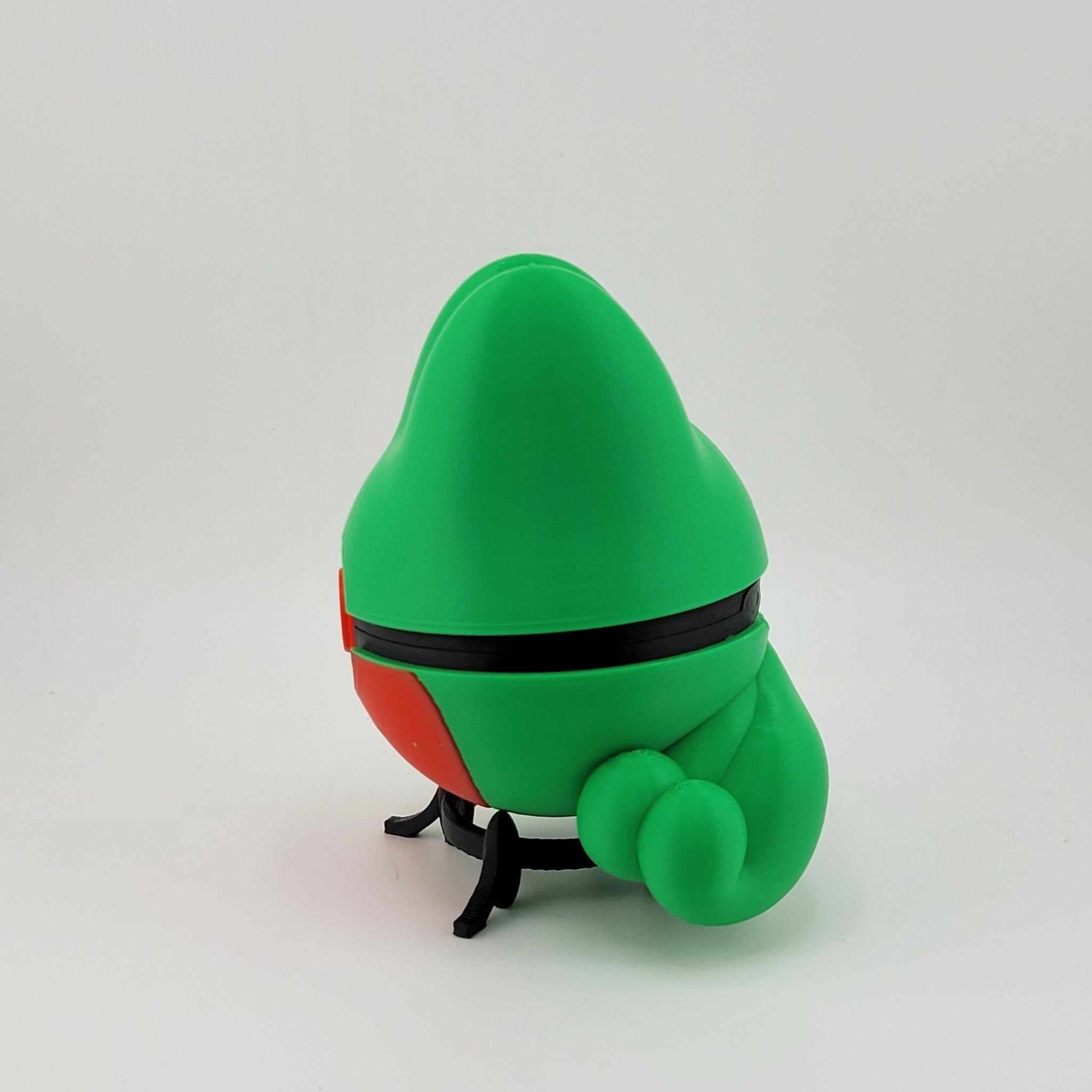 Green Treecko Pokeball 3D printed collectible with articulated design and black latch.