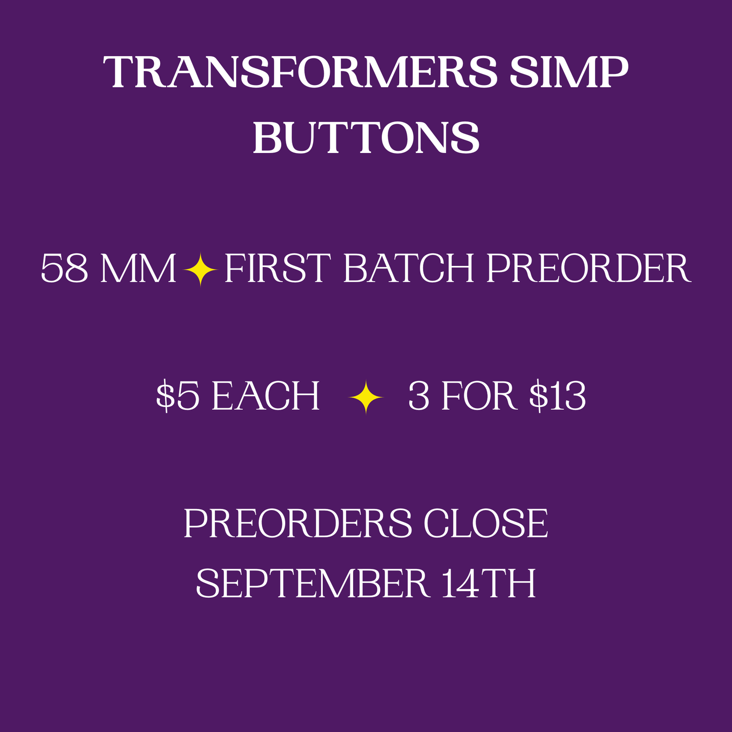 *PREORDER* Transformers Certified Simp Button Pin (Closes 9/14)