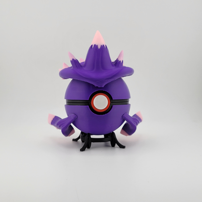 Mismagius-themed 3D printed Poké Ball with witch-like hat design.