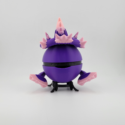 Mismagius-themed 3D printed Poké Ball with witch-like hat design.