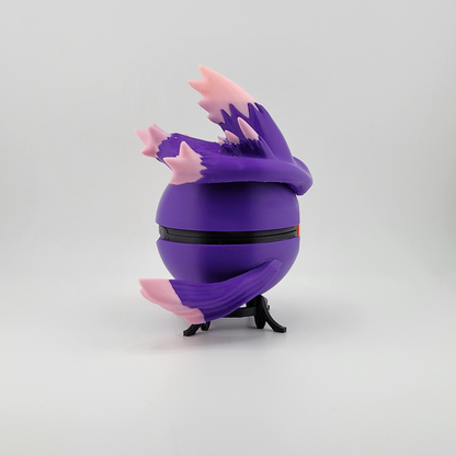Mismagius-themed 3D printed Poké Ball with witch-like hat design.