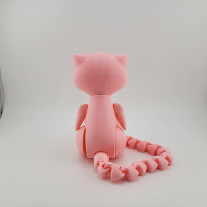 3D printed articulated Mew figure for Pokémon fans, showcasing dynamic poses and meticulous detail.