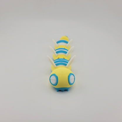 Articulated 3D printed Dudunsparce Pokémon toy with flexible joints.