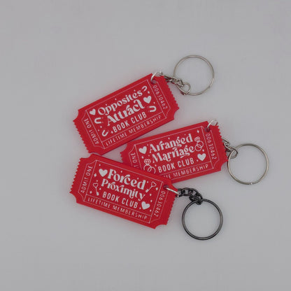 Book Trope Membership Keychain: Opposites Attract, Arranged Marriage, & Forced Proximity